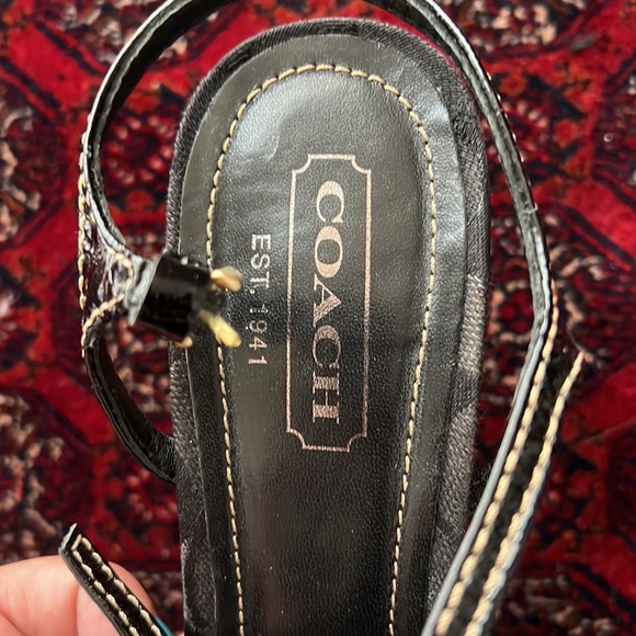 Strappy Coach patent leather cork heels 8 1/2 B Made in Italy - Picture 7 of 7